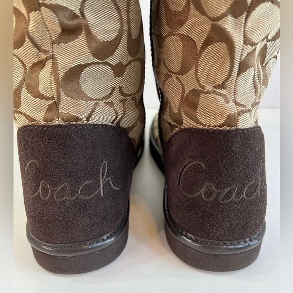 Coach Nikole Signature Khaki Chestnut Boots w/Fur Lining Size 10 - Picture 5 of 10